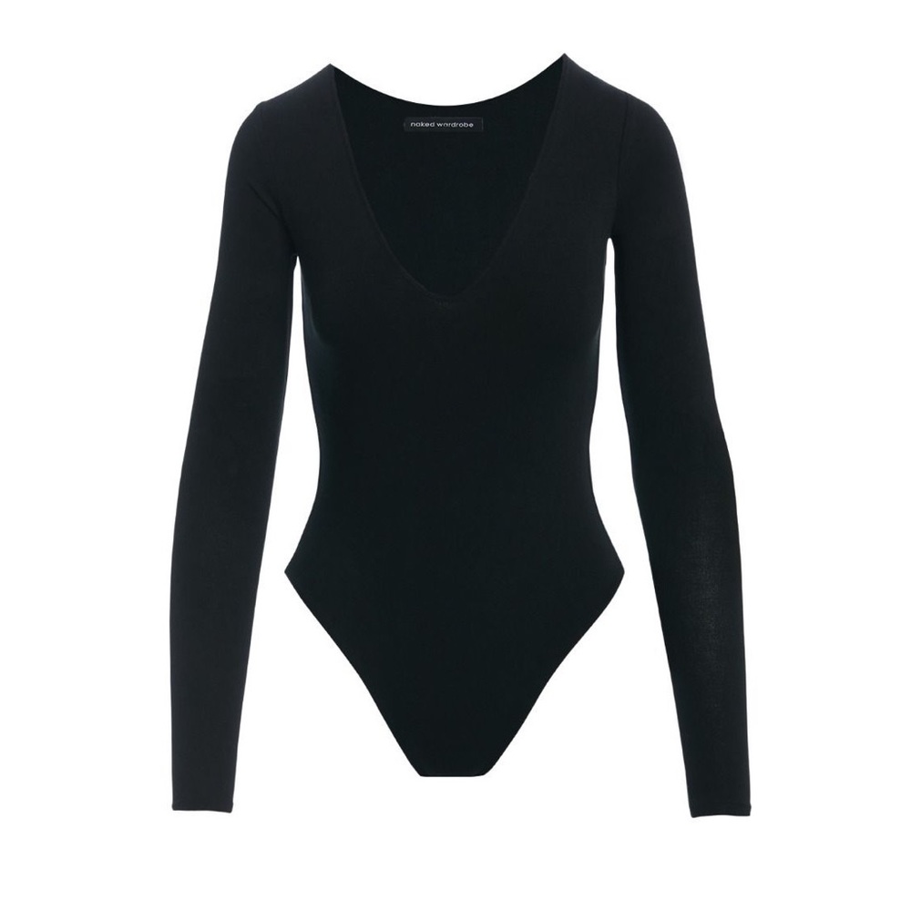 NAKED WARDROBE Deep V-Neck Bodysuit
